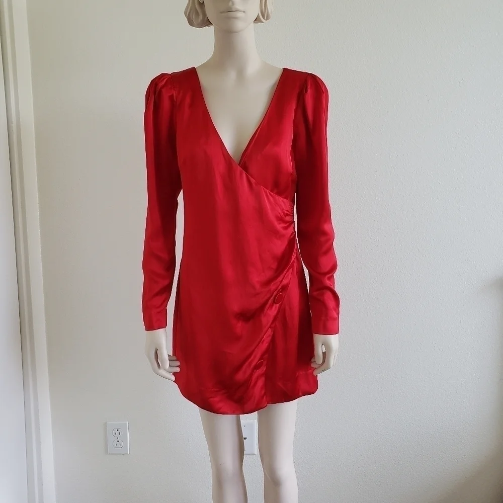 NWT GRLFRND Nik‎ Shirt Mini Dress in Red size Small